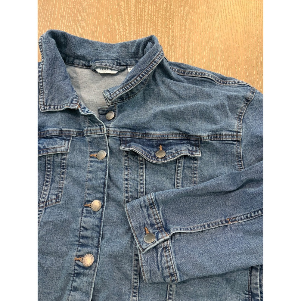 SERRA Women's XL Blue Denim Jean Jacket Button Front Trucker Light Wash